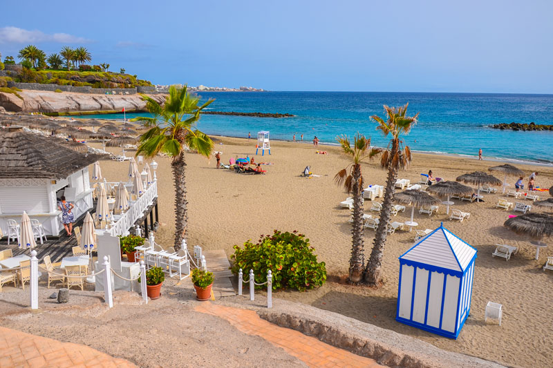 View of beautiful beach of El Duque, Tenerife, Canary islands, Spain