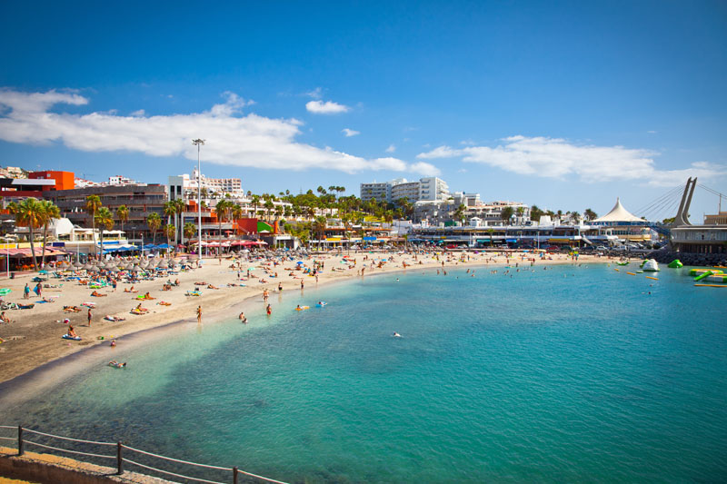 Beautiful send beach in Adeje Playa de las Americas on Tenerife, Spain.