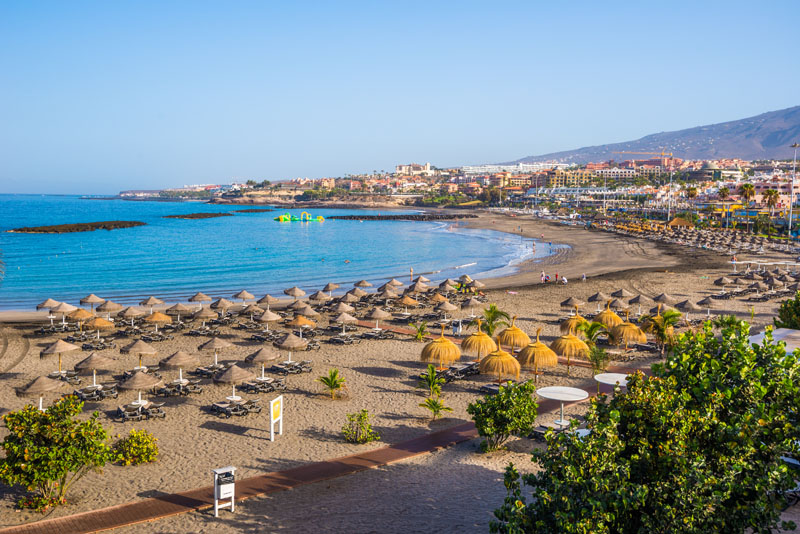 Playa de Torviscas in Tenerife in the morning light