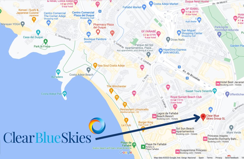 Clear Blue Skies Estate Agency Tenerife Location Map